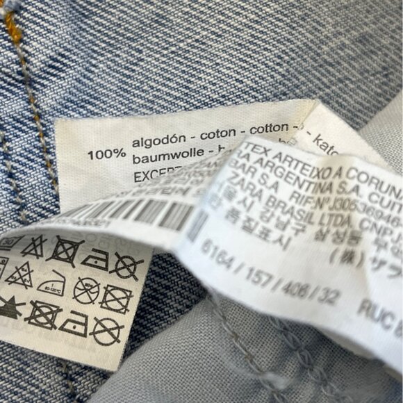 Zara Womens Light Blue Denim Jeans 1975 Crystal Embellished Straight Leg Size 00 - Picture 10 of 11